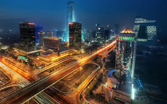 beijing, china, города, современного, night, огни, ночного, экспозиции, длинной, транспортная, amazing, инфраструктура, city, modern, transport, 