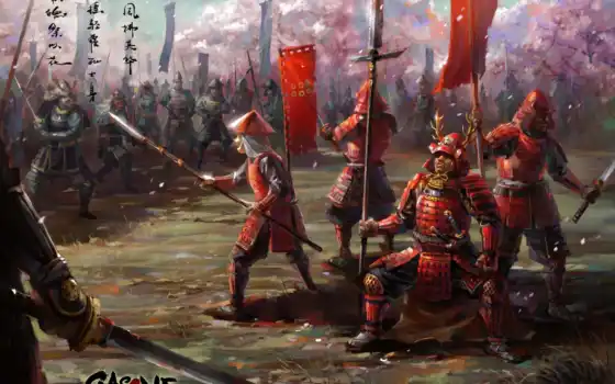 самураи, оружие, арт, армия, широкоформатные, азия, войско, меч, броня, 