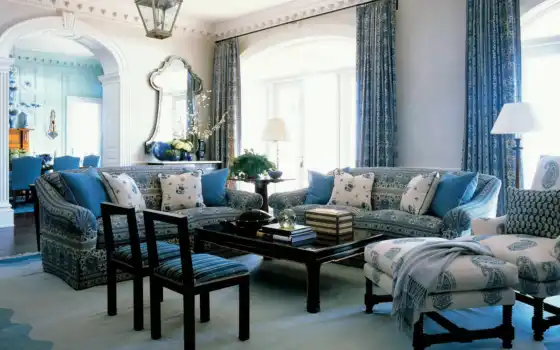blue, интерьера, гостиной, ремонт, color, занавески, интерьере, квартир, интерьеров, алупка, 