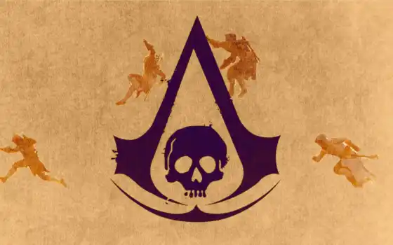 ассасин, кредо, флаг, черный, логотип