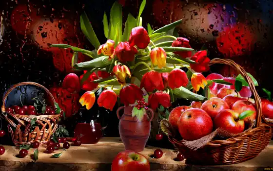 плод, вишня, редкое, яблоко, еда, цветы, растение