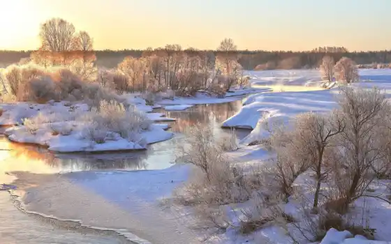 река, зима, сезон