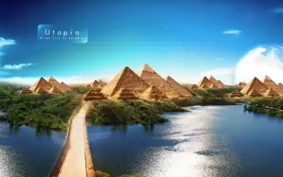егито, утопия, египетский, пирамид, дом, обои,