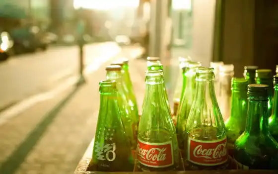 coca, cola, бутылки, 
