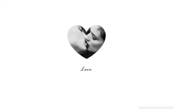 любовь, поцелуй, черно-белый, фото