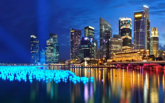 singapore, ночь, здания, город, панорама, туры, bay, ios, города, windows, 