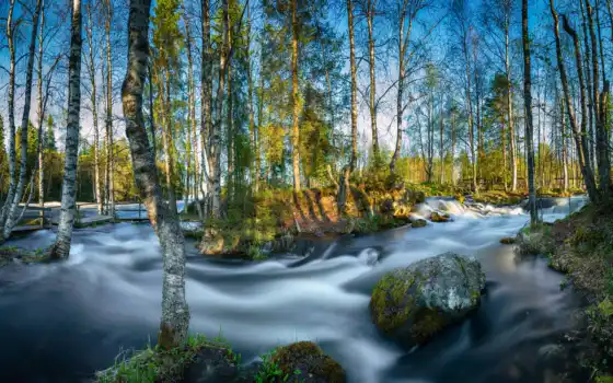река, весна, парк, режисс, национальный, художественный, футбольный, финляндий, небо