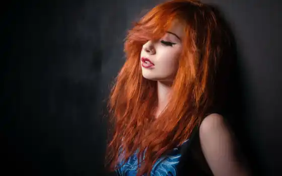 волос, рыжие, рыжеволосая, devushki, макияж, девушка, волосы, рыжих, волосами, 