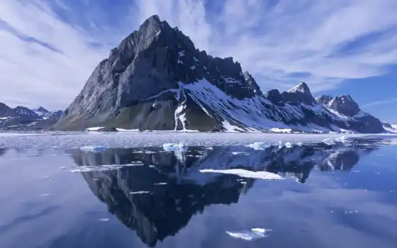 norway, spitsbergen, mountain, reflections, wallpa