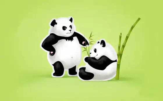 панда, панды, бамбук,