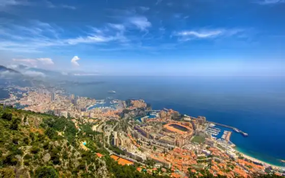 монако, город, море, монте, карло, небосклон, простор, пейзаж, природа, порт, горизонт, картинку, 