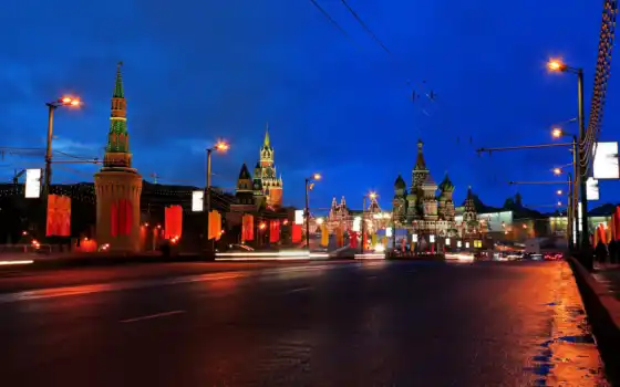 russian, москва, город, ночь, дороги, москворецкий, большой, мосты, столица, установленные, 