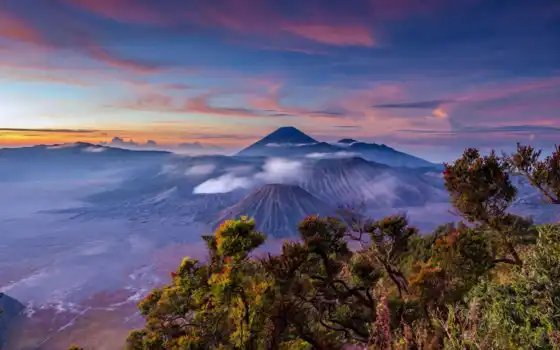 индонезия, пейзаж, андромо, гору, ява
