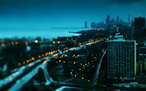 закат, chicago, winter, здания, america, usa, небоскребы, 