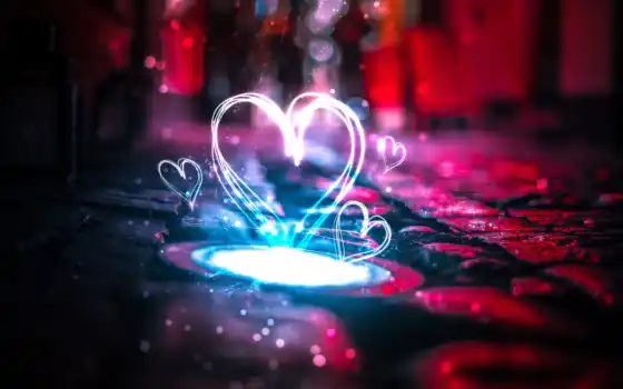 love, neon, черви, сердце, пара, you, mobile, 