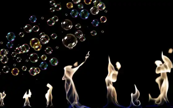 bubble, огонь, black, пламя