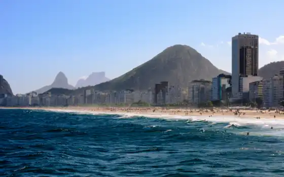 rio, janeiro, пляж, brazil, copacabana, cities, 