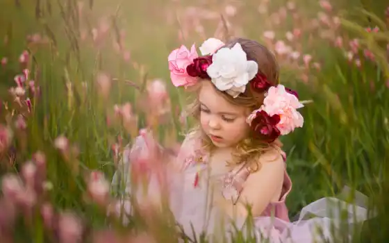 девушка, little, цветы