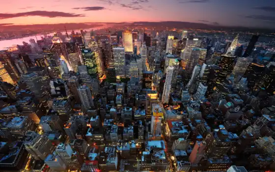 город, города, new, york, взгляд, aerial, 