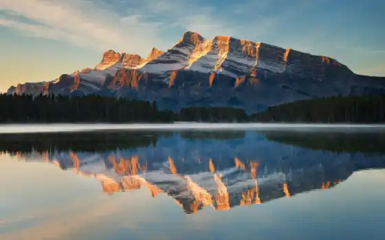 гора, озеро, отражение