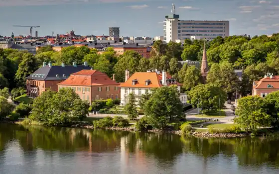 stockholm, sweden, house, река