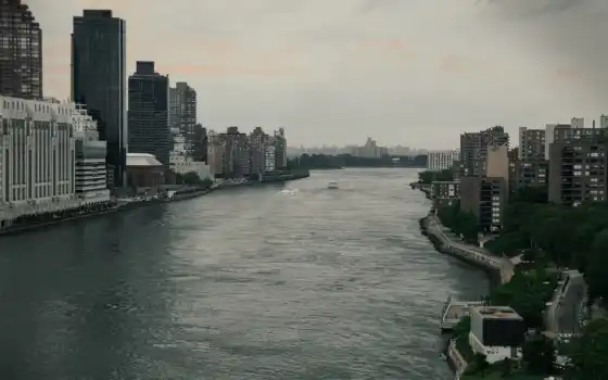 взлёт, река, город, york, paisaje, build, urbano, тилтшифт, building, pantalla, fondo