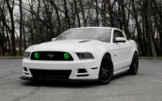 mustang, ford, white,