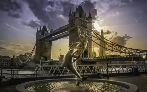 лондон, мост, искусство, индийский