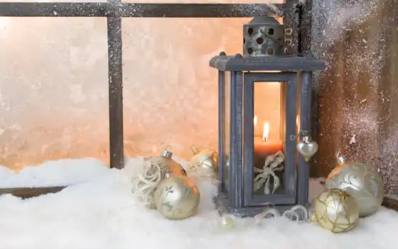 свеча, окно, снег, lantern, winter, год, new, новогодние, окна, 