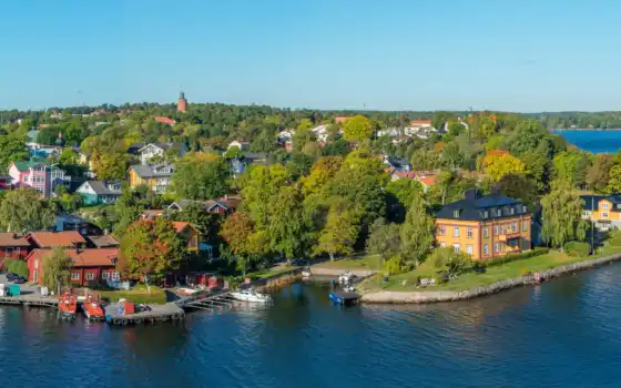 sweden, река, stockholm, house