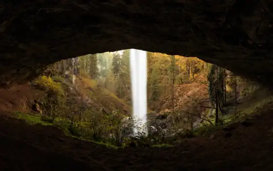 пещера, водопад, идея