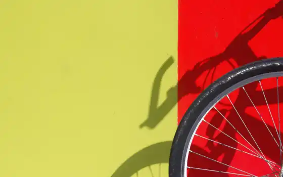 желтый, велосипед, тень, итальянское, синий, бицикл