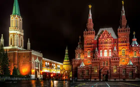 красная, россия, москва, площадь, взгляд, башня, никольская, 