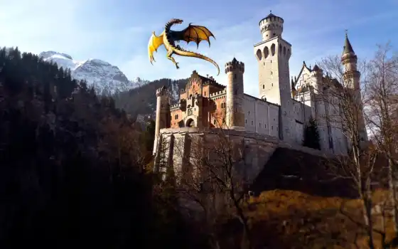 castle, дракон, драконы, fantasy, 