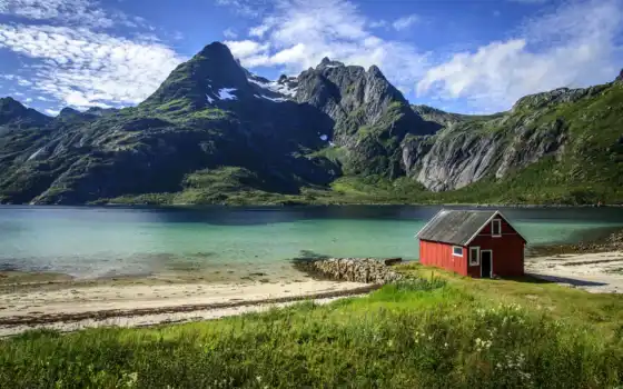 пейзаж, норвежское, горнолыжный, папик