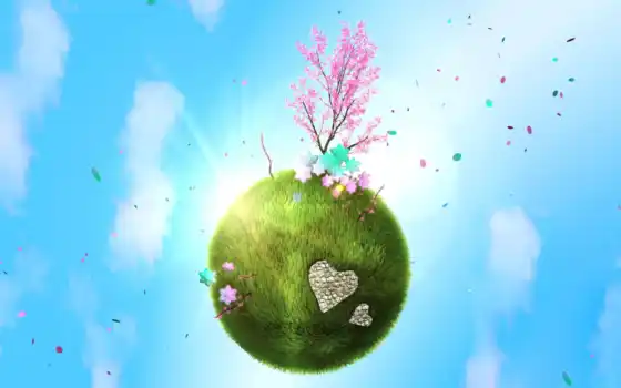 весна, планета, любовь, зелёная, деревце, планете, марта, 