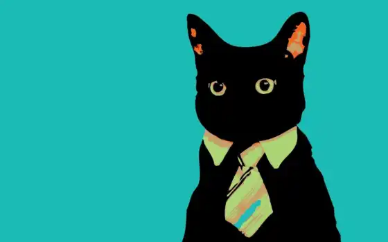 ,кот, галстук, голубой, абстракция,