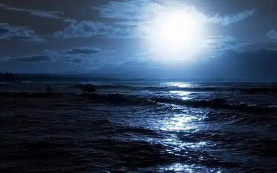 природа, море, ночь, луна, фоны, телефон, 