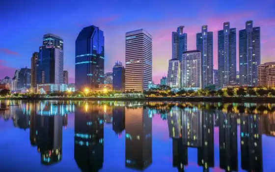 bangkok, город, таиланд, park, взгляд, rate, vodyt, небоскрёб, build