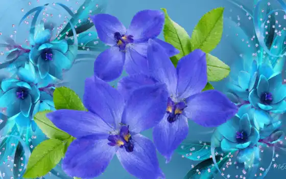 светлый, синий, фиолетовый, орхидея, необычный, желтый