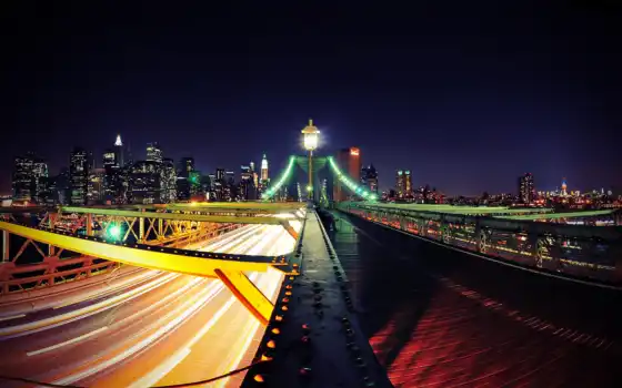 new, york, город, нью, ночь, desktop, мост, 