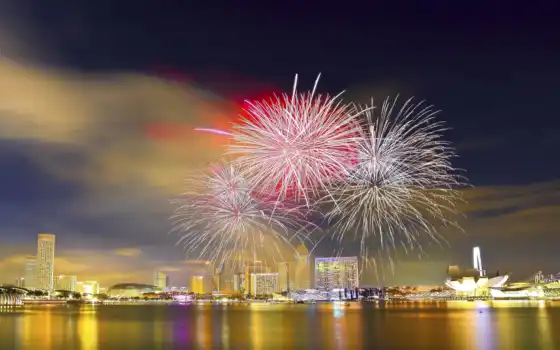 singapore, город, день, парад, national, fireworks, local, top, огни, ночь, 