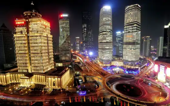 shanghai, china, noche, fondos, gratis, китаянка, ночь, город, pantalla, 