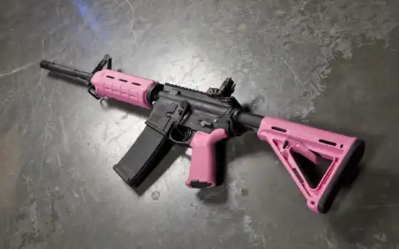 розовое, оружие, оборона, оружие, каму, девушка, пистолет,