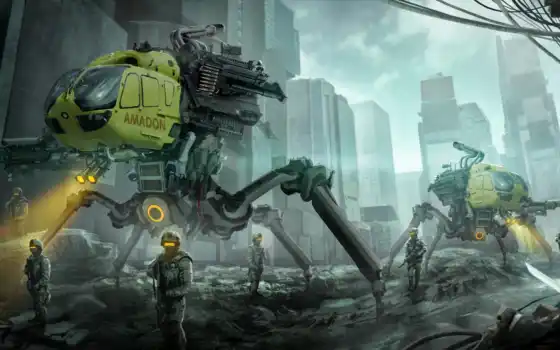 fantastic, город, robot, уничтожение