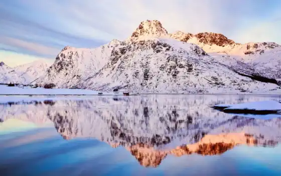 горы, зима, горные, норвежские, фьорды, кино, флакстадøия,
