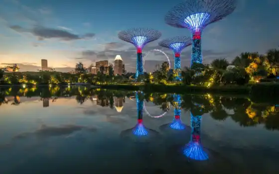 отражение, singapore, bay, марина, песок, architecture, небоскрёб, water, небо, hotel, build