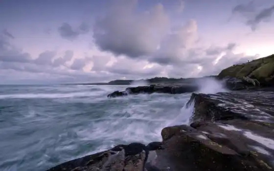 water, rock, море, природа, landscape, берег, небо, облако, горизонт