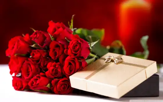любовь, букет, роза, коробка