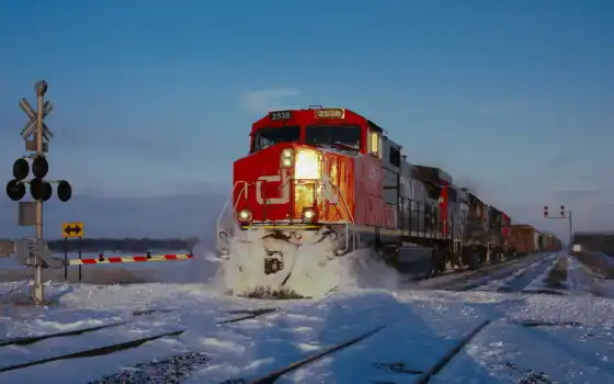 поезд, снег, грузовой, сделать, again